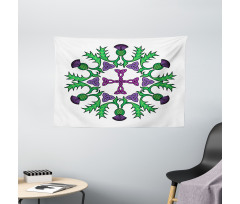 Abstract Thistle Wreath Wide Tapestry