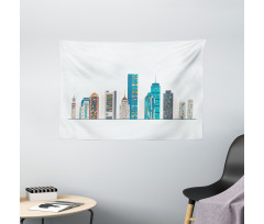 Flat City Illustration Wide Tapestry