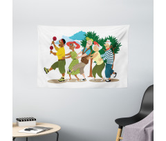 Line Dance Holiday Wide Tapestry