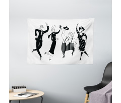 Cartoon Couples Wide Tapestry