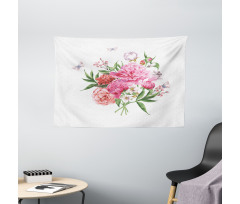 Vintage Bouquet of Flowers Wide Tapestry