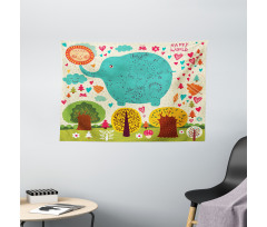 Doodle Nature Woodland Wide Tapestry