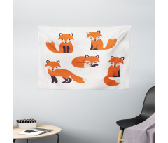 Simple Style Cartoon Animals Wide Tapestry