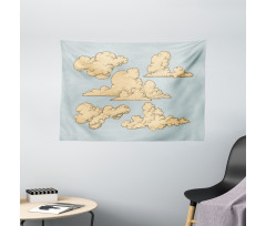 Vintage Clouds in the Sky Wide Tapestry