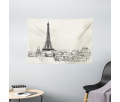 Paris over Roofs House Wide Tapestry