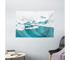 Watercolor Motifs Wide Tapestry