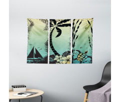 Grunge Tropical Land Wide Tapestry