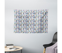 Colorful Shapes Pattern Wide Tapestry
