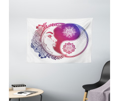 Oriental Crescent Moon Wide Tapestry