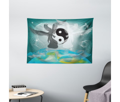 Flying Angel Abstract Art Wide Tapestry