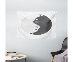 Black and White Cats Wide Tapestry
