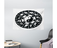 Chinese Horoscope Wheel Wide Tapestry