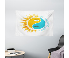 Day and Night Sun Moon Wide Tapestry