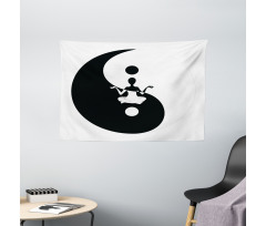 Silhouette Lotus Pose Wide Tapestry