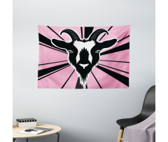 Graphic Goat Head Artwork Wide Tapestry