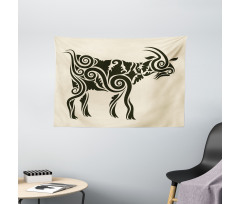 Tribal Waves Curves Tattoo Wide Tapestry