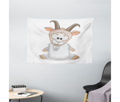 Baby Ibex Cheerful Mood Wide Tapestry