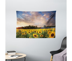 Sunflower Field Sky Wide Tapestry