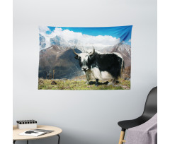 Bull Rural Mountains Wide Tapestry