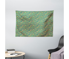 Vintage Foliage Elements Wide Tapestry