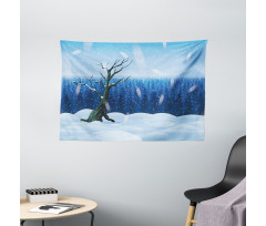 Cold Snowy Landscape Wide Tapestry