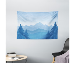 Snow Mountains Trees Wide Tapestry