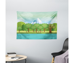 Mountains Lake Trees Wide Tapestry