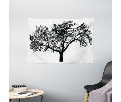 Bare Branches Silhouette Art Wide Tapestry