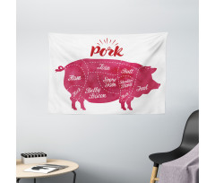 Cutting Pig Meat Diagram Wide Tapestry