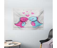 Lover Couple Hearts Wide Tapestry