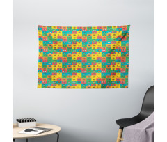 Cartoon Bugs in Square Wide Tapestry