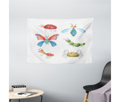 Hand Drawn Bug Pattern Wide Tapestry