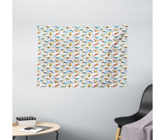 Cartoon Spiral Lizards Wide Tapestry