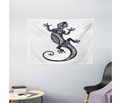 Flower Chevron Lizards Wide Tapestry