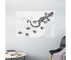 Lizard and Footprints Wide Tapestry