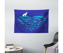 Ice Abstract Heart Wide Tapestry
