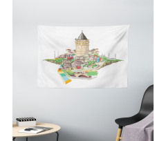 Historic Galata Tower Wide Tapestry