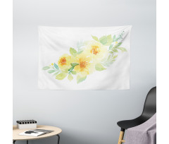 Watercolor Nature Flower Wide Tapestry