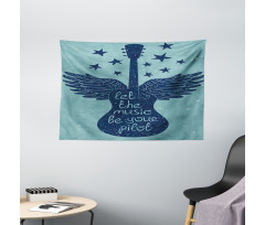 Guitar Wings Stars Words Wide Tapestry