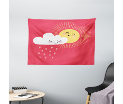 Valentines Cloud and Sun Wide Tapestry