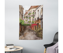 Romantic Patio Scene Sketch Tapestry