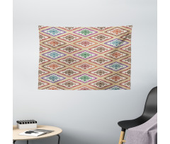 Motif in Vivid Rhombuses Wide Tapestry