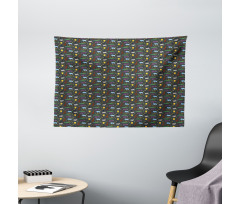 Happy Animals Illustration Wide Tapestry