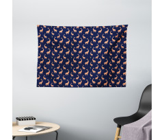 Funny Animals Night Sky Wide Tapestry