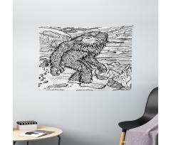 Mythical Yeti Creature Wide Tapestry