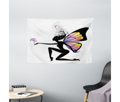 Girl Butterfly Wings Wide Tapestry