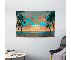 Grunge Sunset Coastline Wide Tapestry