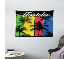 Grunge Palms Colorful Wide Tapestry