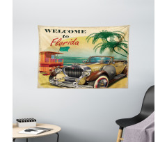 Old Beach Car Picture Wide Tapestry