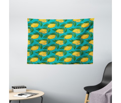 Hand Drawn Style Lemons Wide Tapestry